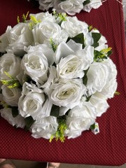 Lot of 8 White Artificial Rose Kissing Balls Wedding Floral Decor
