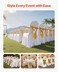 VEVOR 30PCS White Stretch Spandex Folding Chair Covers for Wedding Party Dining