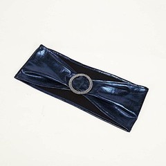 10 Navy Blue Metallic Spandex Chair Sashes Silver Buckles Wedding Decorations