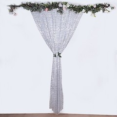 8ft x 8ft SILVER Geometric Sequin Photo Backdrop CURTAIN Drape Panel Party