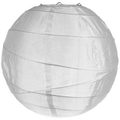 18″ Irregular Ribbed White Nylon Lantern, Hanging Decoration