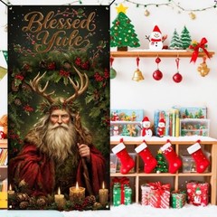 Yule Banner Winter Solstice Backdrop Sign Krampus Winter Xmas Decor Pagan