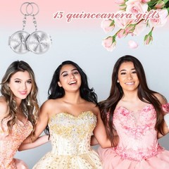 Nosiny 50 Sets Quinceanera Party Favor for Guests Silver Compact Mirror Keych…