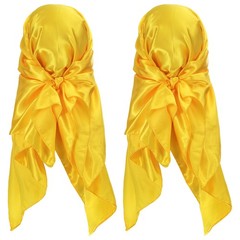 2Pcs 35 Inch Square Satin Head Scarf Silk Feeling Hair Scarf, Bright Yellow