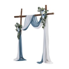 Artificial Wedding Arch Flowers Kit Blue With 2 Pcs Flowers 2 Pcs Drapes