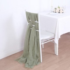10 DUSTY SAGE Premium Chiffon Wide CHAIR SASHES Wedding Party Reception