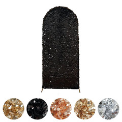 6 ft Payette Sequin Fitted Round Top Wedding Arch Backdrop Stand Cover Party