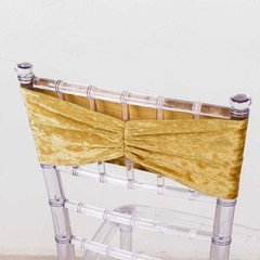 PREMIUM CHAMPAGNE 5 Velvet Ruffled STRETCHABLE CHAIR SASHES Wedding Party Home