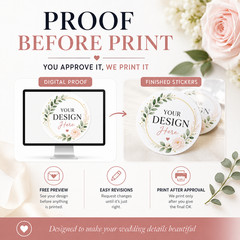 Custom Wedding Stickers Waterproof Vinyl Labels Favors Seals 2-20 Inch