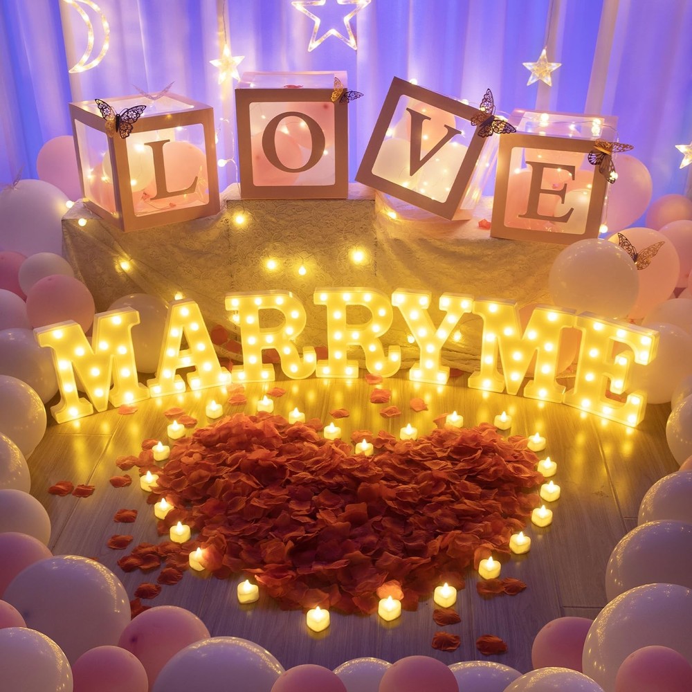 BDUSXYZ 6147pcs Marry Me LED Marquee Light Up Letters Sign Proposal Decoratio…