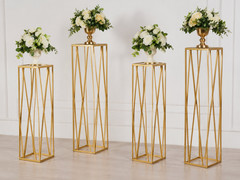 VEVOR 4PC Gold Wedding Flower Stand 31.5″ Metal Column Centerpiece Set