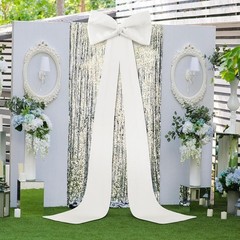 Extra Large White Satin Bow Decoration – 118×28 Inch