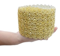 Crafts Faux Diamond Bling Wrap 4″ x 10 Yards 6 Rows Flower Pattern Faux Gold