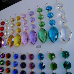 10Pcs Horse Eye Crystal Lamp Prism Pendant Gold rings Chandelier Hang Suncatcher