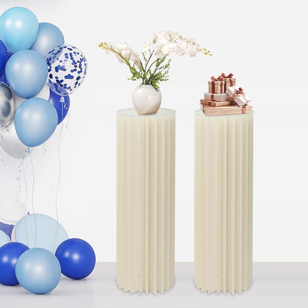 2pcs Foldable Cardboard Wedding Display Cylinder Flowers Stand Columns Display