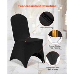 50PCS Black Stretch Spandex Chair Covers for Events and Dining