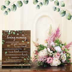 Acrylic Wooden Memorial Table Sign, Sympathy Gift Funeral & Reunions(Greenery)