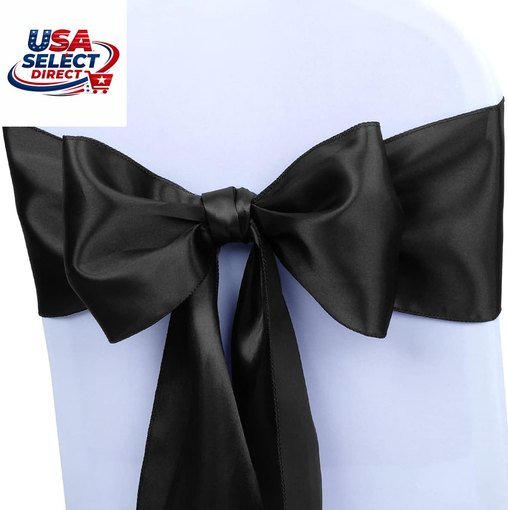 30 Pcs Satin Chair Sashes Ties for Wedding Party Decoration (Black)