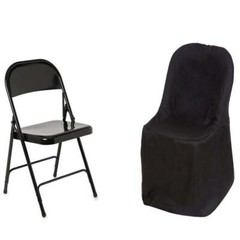 10 Black POLYESTER Folding Flat CHAIR COVERS Wedding Banquet Dinner Decorations