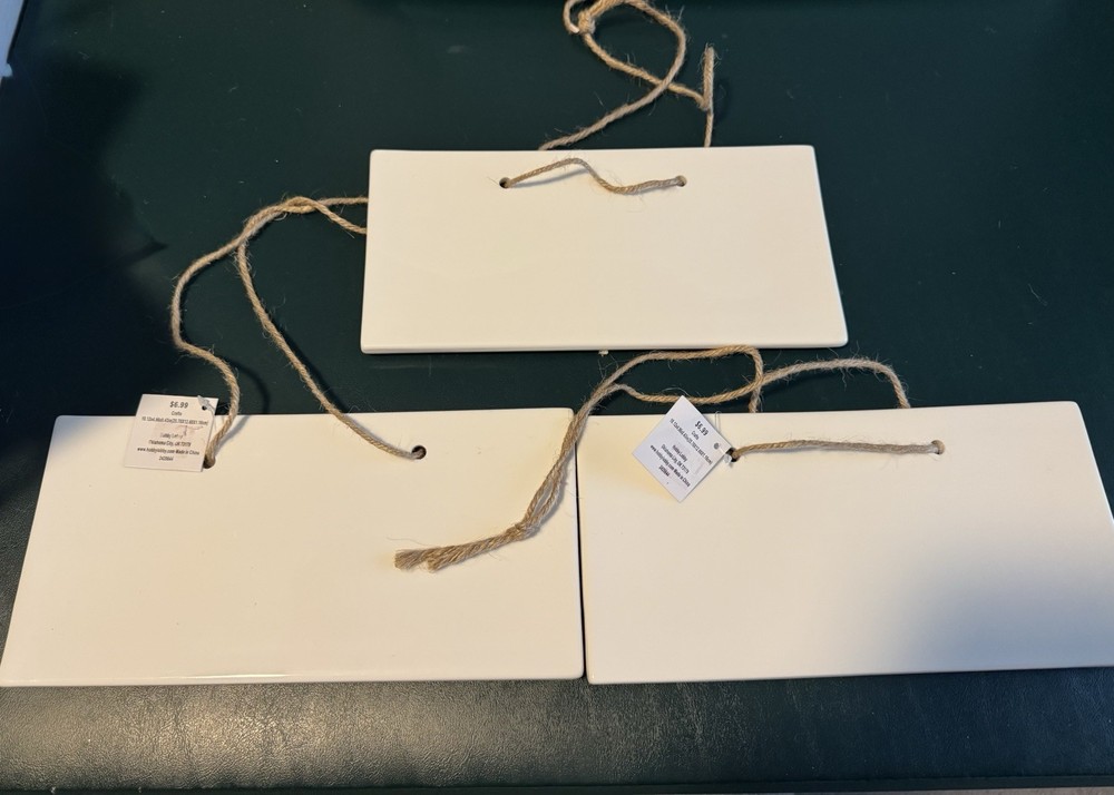 New Rectangular Ceramic Hanging Tiles 10.12 x 4.96 x 0.43 Crafts Weddings