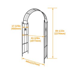Outdoor Steel Garden Archway Trellis For Roses&Vine Climbing Plant Stand 89.5in