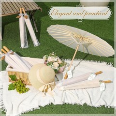 12 Pack 23.6 Inch Wedding Paper Parasols Thank You Cards White Vintage Bridal…