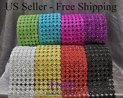 3.75″ x 1 YD/3 YDS/10 YDS FLOWER DIAMOND MESH WRAP ROLL RHINESTONE BLING RIBBON