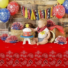 PHOGARY 2 Pieces Western Party Tablecloth, Bandana Cowboy Themed Disposable T…