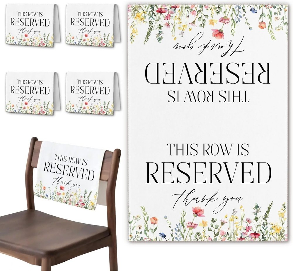 Reserved Row Signs Seating Placeholder Church Pews Cloth Signs for Wedding 4 Pc