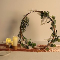 24-Inch Round Metal FLORAL HOOP STANDING WREATH RING Centerpiece Party Supplies