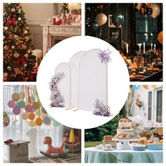 3-Piece Wedding Arch Stand Set Steel With Cotton Covers White Gold