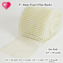 4.75″ Diamond Square Pearl Flower Bead Mesh Wrap Crystal Rhinestone Ribbon Roll