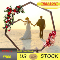 7.2ft Heptagonal Wood Arch Wedding Party Backdrop Balloon Flower Decor Frame