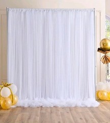 White Tulle Backdrop Curtains for Baby Shower Party Wedding Photo Drape Backdrop