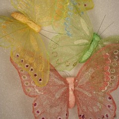 3 Piece Lot Artificial Butterflies 11 Inch Large 3 Color Assortment #12015080029