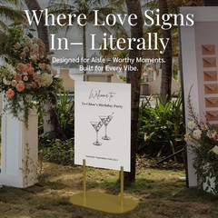 Gold Wedding Welcome Sign Stand with Holder – Elegant Metal Easel Display for Se