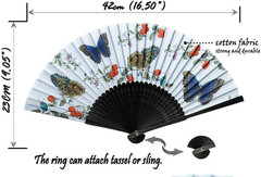 Handheld Floral Pattern Fabric Fans Summer Cools Perfect for Weddings, Parties a