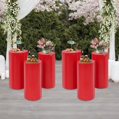 6PCS Display Pedestal Stand Iron Riser Column Pillar 23.6″ /26″ /27.6″ Tall Red