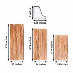 3 Natural Rectangular Wood FLOATING SHELVES Metal Brackets Room Home Decorations