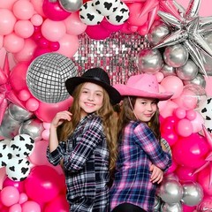 128pcs Disco Cowgirl Party Decorations, Hot Pink Silver Cowgirl Balloon Arch …