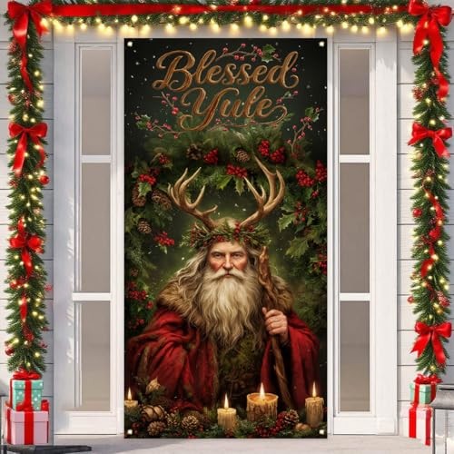 Yule Banner Winter Solstice Backdrop Sign Krampus Winter Xmas Decor Pagan
