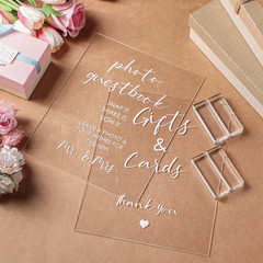 2 Pieces Wedding Photo Guest Book Sign 8 x 10 Inch Acrylic Wedding Signs for