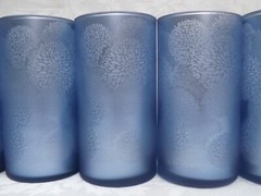 Wedding Decor- Vase / Candle Holder – Frosted Floral Periwinkle Blue