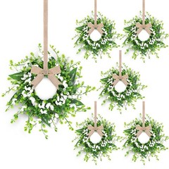 6 Pcs Artificial Forsythia Hanging Flower Wreaths Mini Spring Summer Floral S…