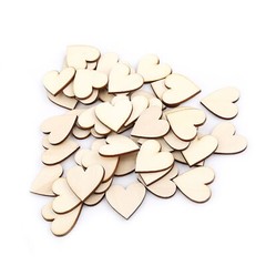 Heart Shape Wood Embellishment For Weddings Plaques Ornament(30mm 50pcs)♡