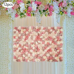 12pcs Artificial Flower Wall Panel Artificial Flower Wall Backdrop 11.81*11.81in
