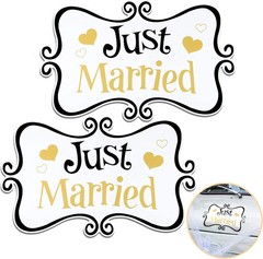 2 Pcs Large Just Married Car Decorations Just Married Car Magnets Sign Decoratio