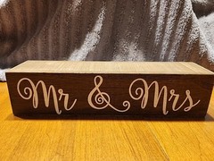 Mr & Mrs Sign Home Decor Wedding Double-sided Wood Block