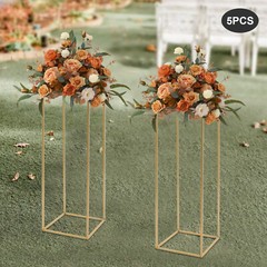 5PC 31.5in Tall Gold Metal Flower Stand for Wedding Table Centerpieces Decor