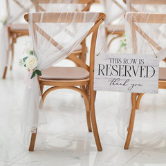 3 PCS Reserved Row Signs, Hanging Wooden Wedding Reserved Signs for Weddings, Sp